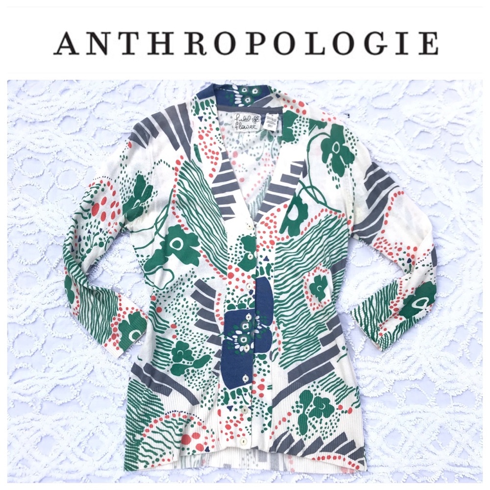 Anthropologie Field Flower Cardigan Sweater sz M
